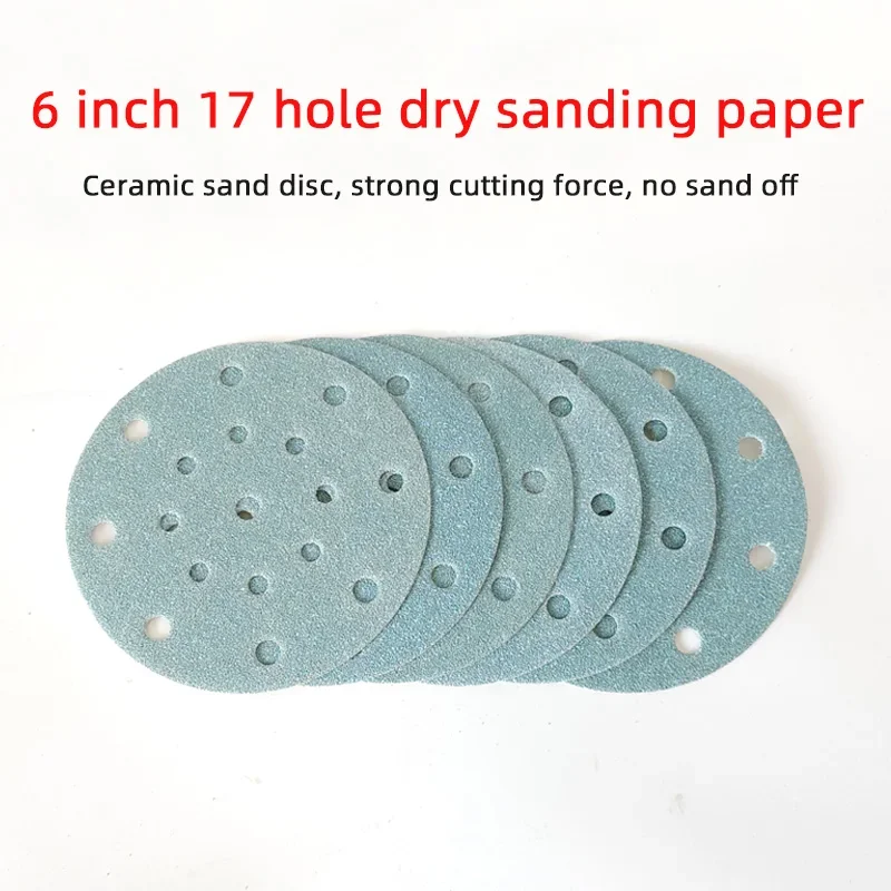 

Sandpaper Disc Abrasive for FESTOOL 150mm Dry Shackle 6 Inch Ceramic Film Back Car Putty Painting Blue Flocked Hook and Loop