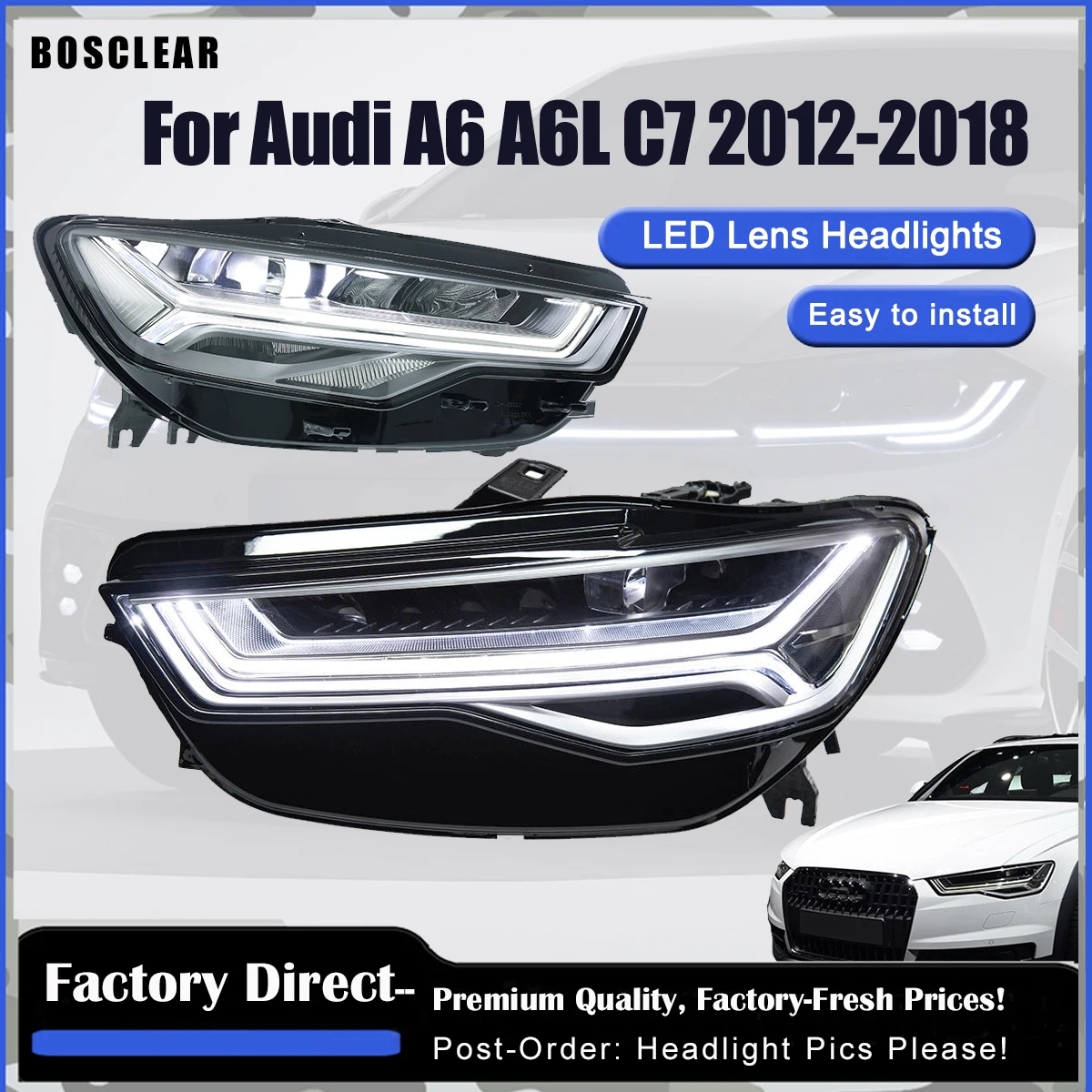 

Car Accessories Head Lamps For Audi A6 C7 LED Headlights 2012-2018 A6L Upgraded Front Led DRL Turn Signal Lights Plug And Play
