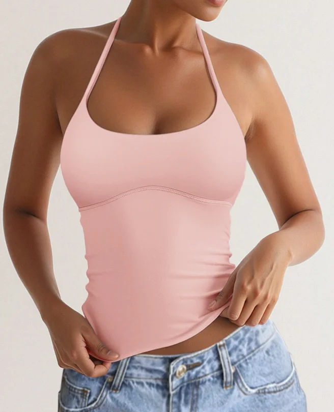 

Tank Tops Woman Y2K Style Sexy Slim Fit Character Camisole Top Yoga Suit Sports Hanging Neck Slim Fit Elegant Camisole Vest