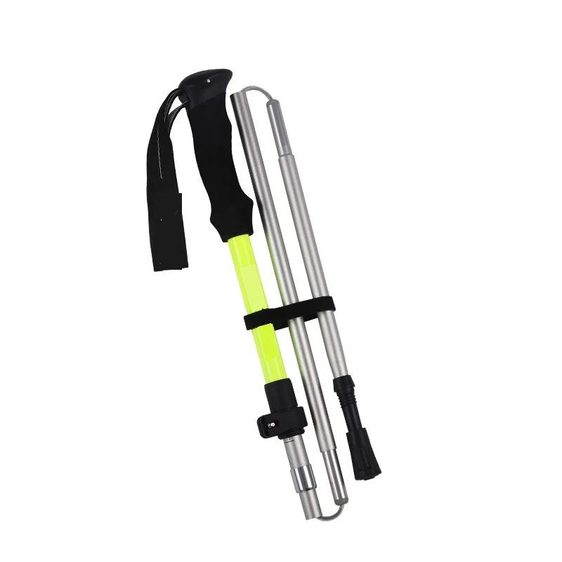 

7075 aluminum alloy folding Alpenstocks Outdoor anti slip crutch Multi functional mountain climbing and hiking equipment