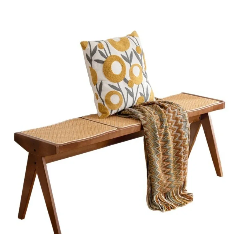 

Rattan weaving chief three, wabi-sabi style, retro entrance shoe change stool, home dining chair and stool