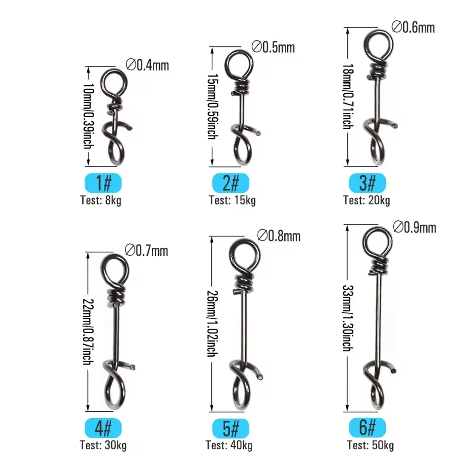 50 Stück 10mm ~ 33mm Edelstahl Angel-Federclips Verstärkte Schnellwechsel-Snaps Angelköder-Verbinder Zubehör – Detail 4