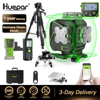 Huepar 16 lines 4D Cross Line Laser Level Sets Bluetooth & Remote Control Functions Green Beam Lines With Hard Case No Bracket