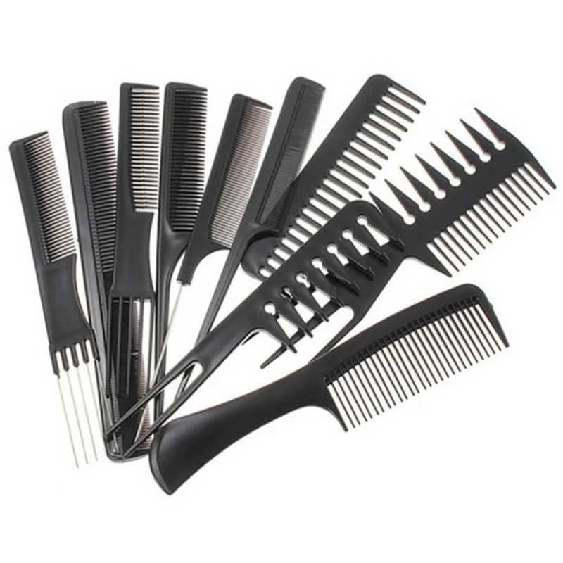10pcs Hair Comb Set Plastic Styling Cutting Combs Anti-static Multi-function Haircare Styling Comb Kit for Barber Salon Home Use