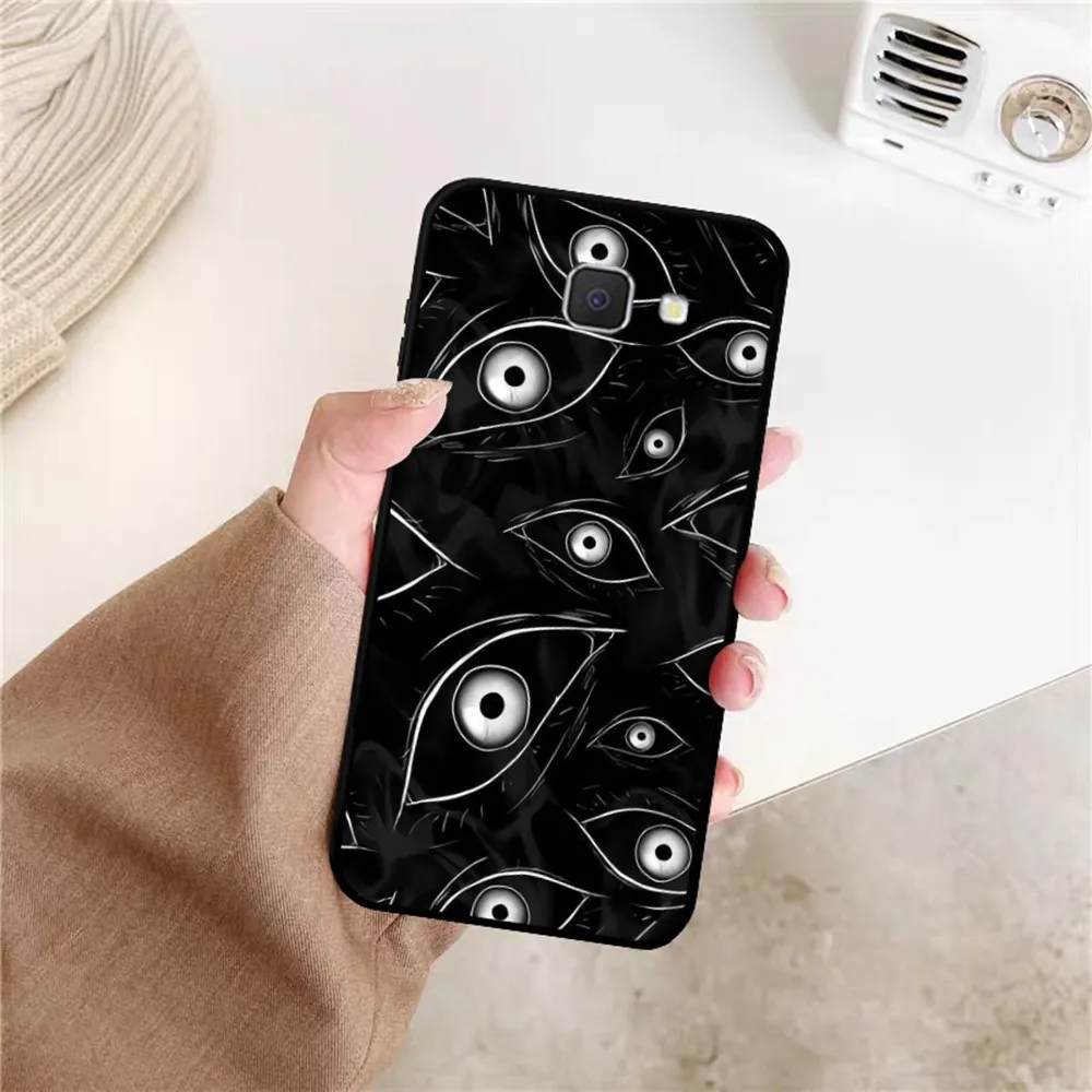 Black Scary Ghost Eye Monstrous Line Art Phone Case For Samsung J 7 plus 7core J7 neo J6 plus prime J6 J4 J5 Mobile Cover