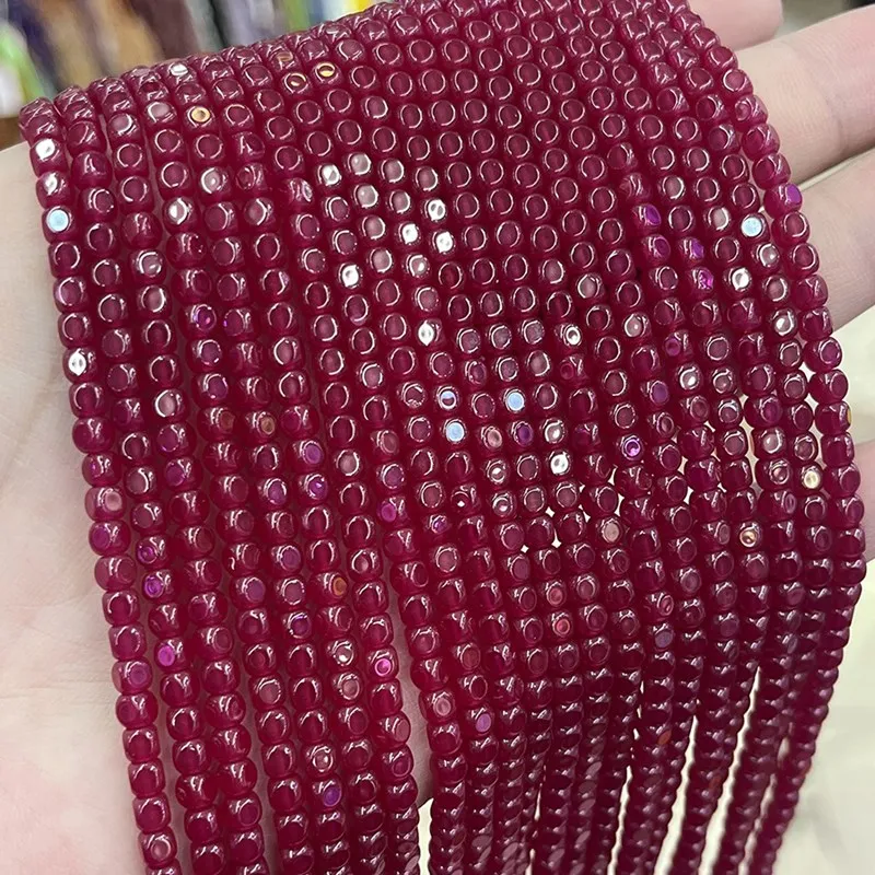 

Ruby red square 2/3mm nature for DIY making jewelry necklace 38cm FPPJ wholesale loose beads