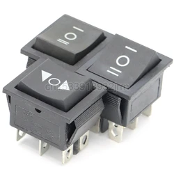 2PCS KCD4 25X31mm Black Rocker Switch 6 Pin 3 Position ON-OFF-ON Double Reset/Latch Switch 16A 250V 20A 125VAC