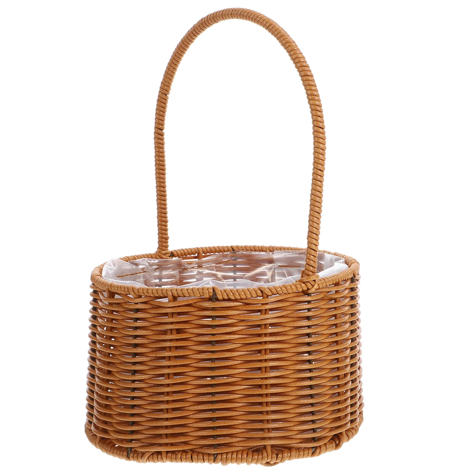 

Woven Basket 19cm Diameter 15cm Height H held Storage for Flower Fruit Gift Picnic Portable Home Office Outdoor