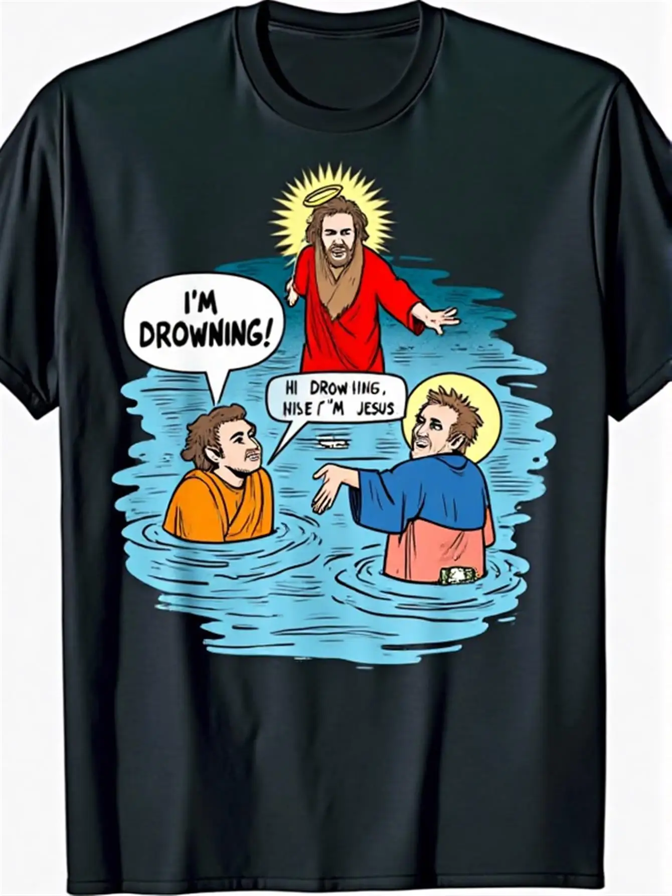 2026 New Plus Size NEW LIMITED Hi Drowning IM Humorous T-shirt Unisex Design, Short Sleeved, Round Neck, Casual Style, Very Suitable for Summer, Digital Heat Transfer Printing, Plus Size