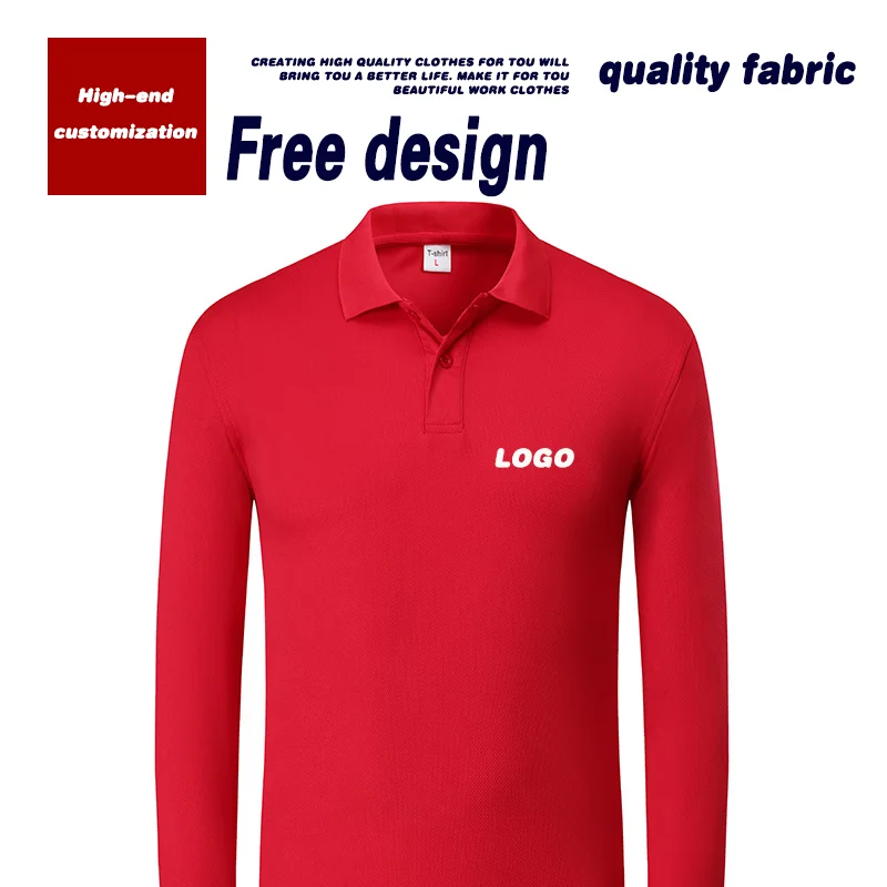 Enterprise polo shirt custom work clothes cultural shirt long sleeve company clothes printed logo lapel custom DIY embroidery.