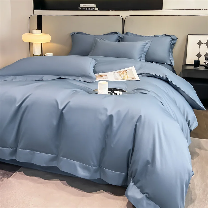 

Solid Plain Hotel Cotton Duvet Cover Flat/Fitted Sheet Pillowcase Bedlinen King Queen Premium 1000TC Egyptian Cotton Bedding Set