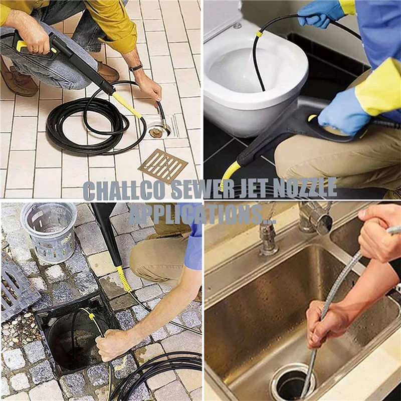 AA49 5X Hochdruckreiniger-Kanaldüse mit Edelstahl, langlebige Design-Abwasserstrahldüse, 1/4 Zoll schnell anschluss