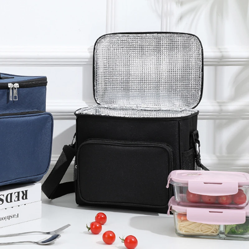 

Large Capacity Thermal Lunch Box Bag for Women Thick Oxford Cloth Waterproof Picnic Bento Organizer Handbag for School Kids meal