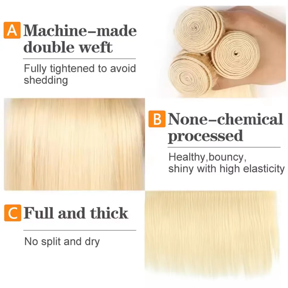1/3/4 brasilianische Haarbündel Knochen 613 Honigblond gerade Webart Remy 100 % Echthaar Doppelschuss 30 36 40 Zoll Bündelweberei