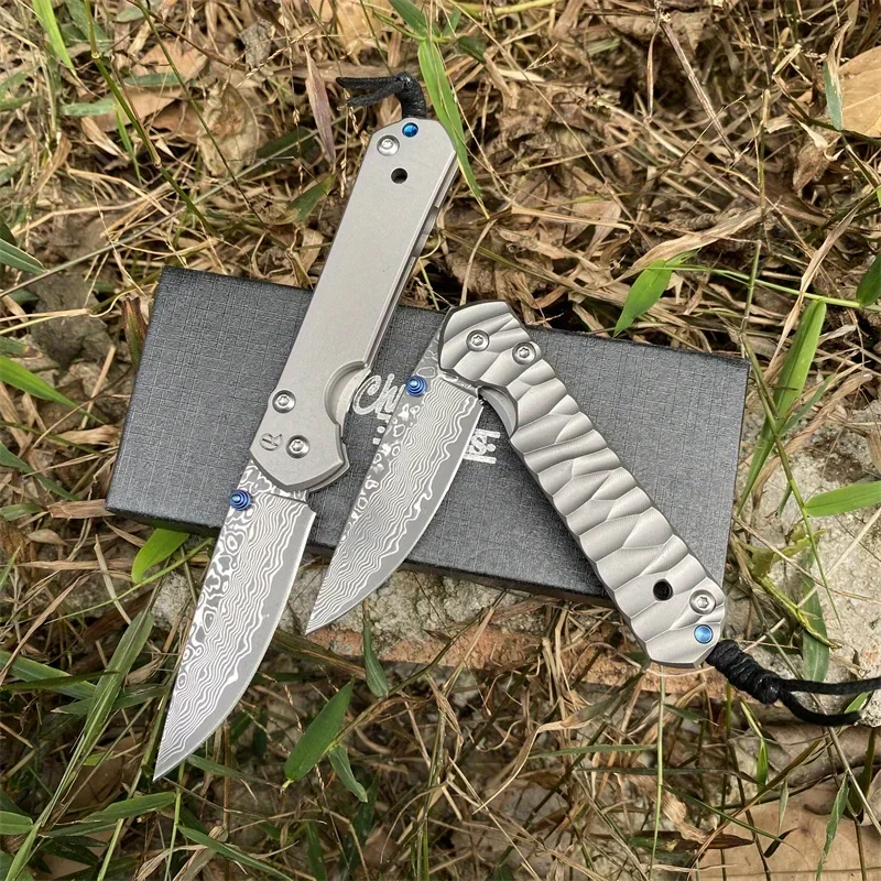 

Damascus Steel Flat Blade TC4 Titanium Alloy High Hardness Handle Outdoor Wilderness Camping and Fishing EDC Tool Gift for Men