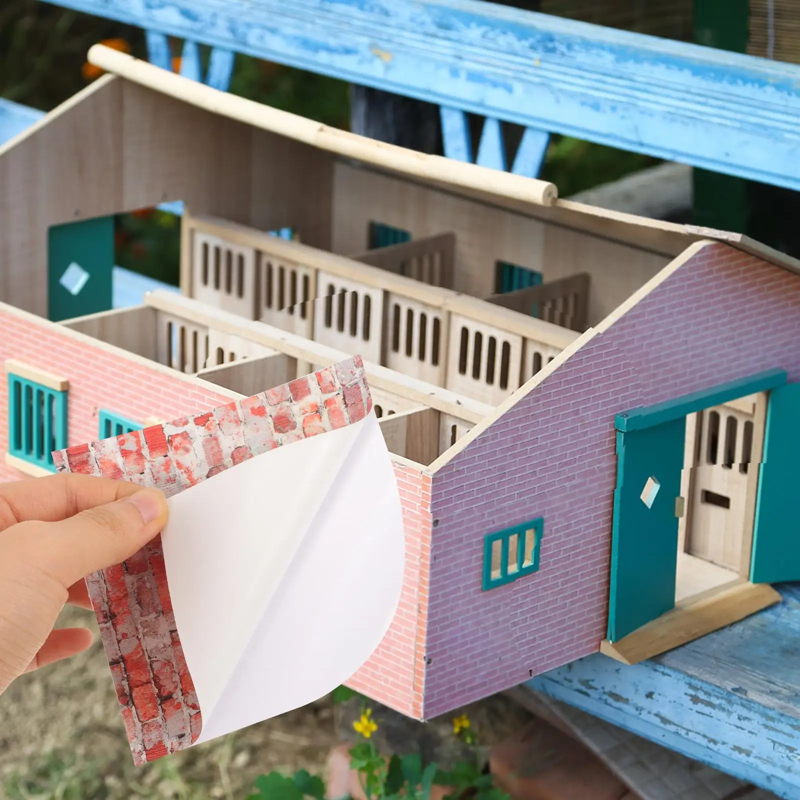 4 Uds. Casa de juguete, azulejos simulados, papel tapiz decorativo en miniatura para manualidades, miniaturas de casa de muñecas, cosas coloridas pequeñas