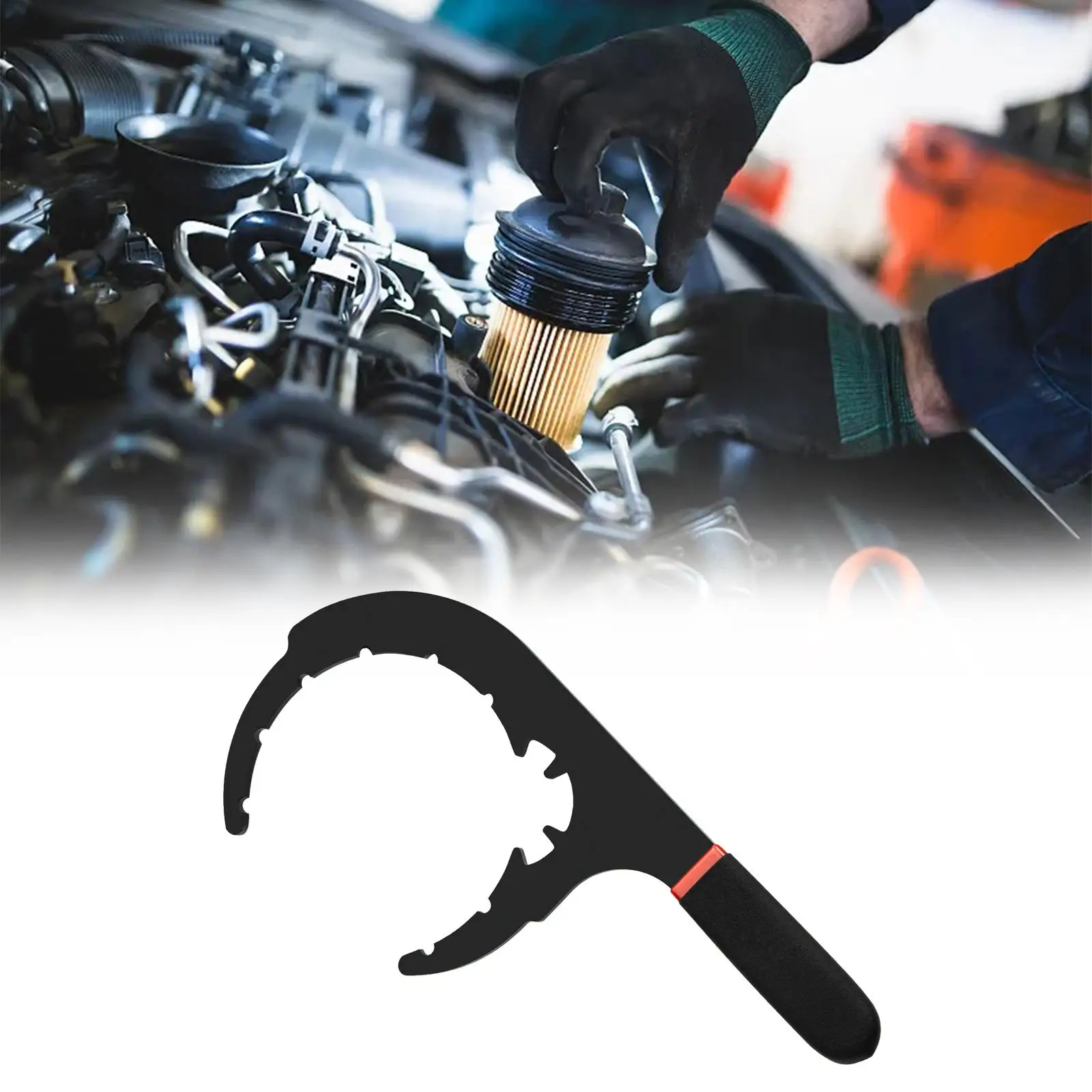 

Filter Wrench, 61090 Professional Solid Steel Comfortable Handle Removal Tool Filter Separator