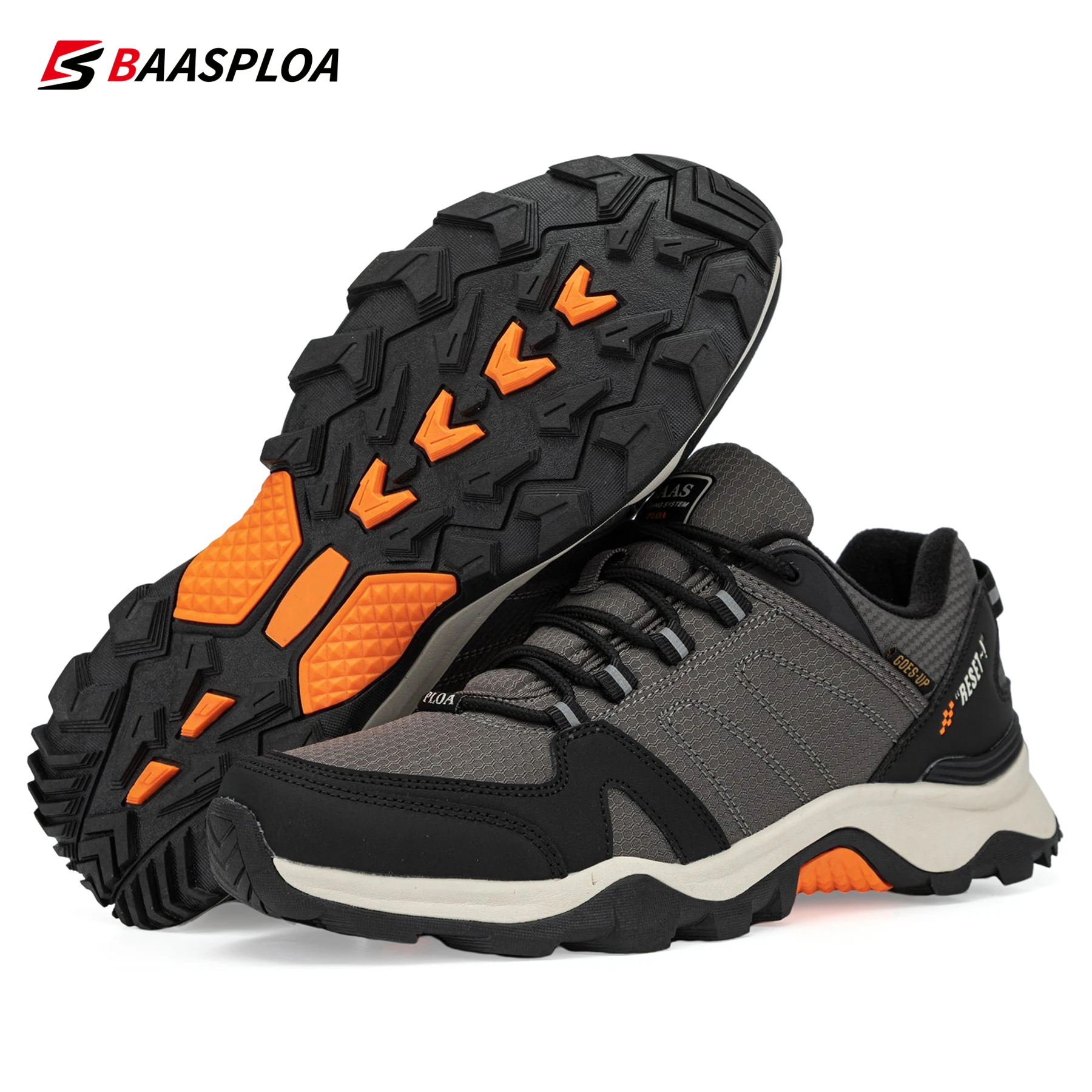 Baasploa 2022 Men's New Hiking Shoes Non-slip Wear-resistant Outdoor Travel Shoes Fashion Leather Comfortable Climbing Shoes