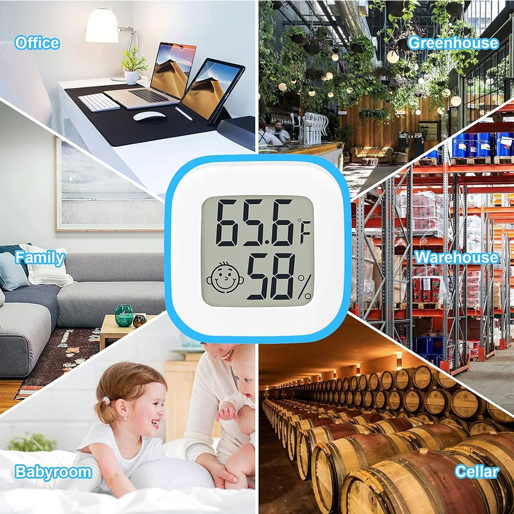 Mini termometro per interni Misuratore di umidità Igrometro digitale Termometro per ambienti per la casa, Display LCD per temperatura accurata e alta