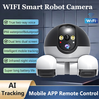 128GB 1080P HD WIFI Dual Lens Robot Camera Dual Screen PTZ IP Security Surveillance Camera Auto Tracking Baby Pets Monitor