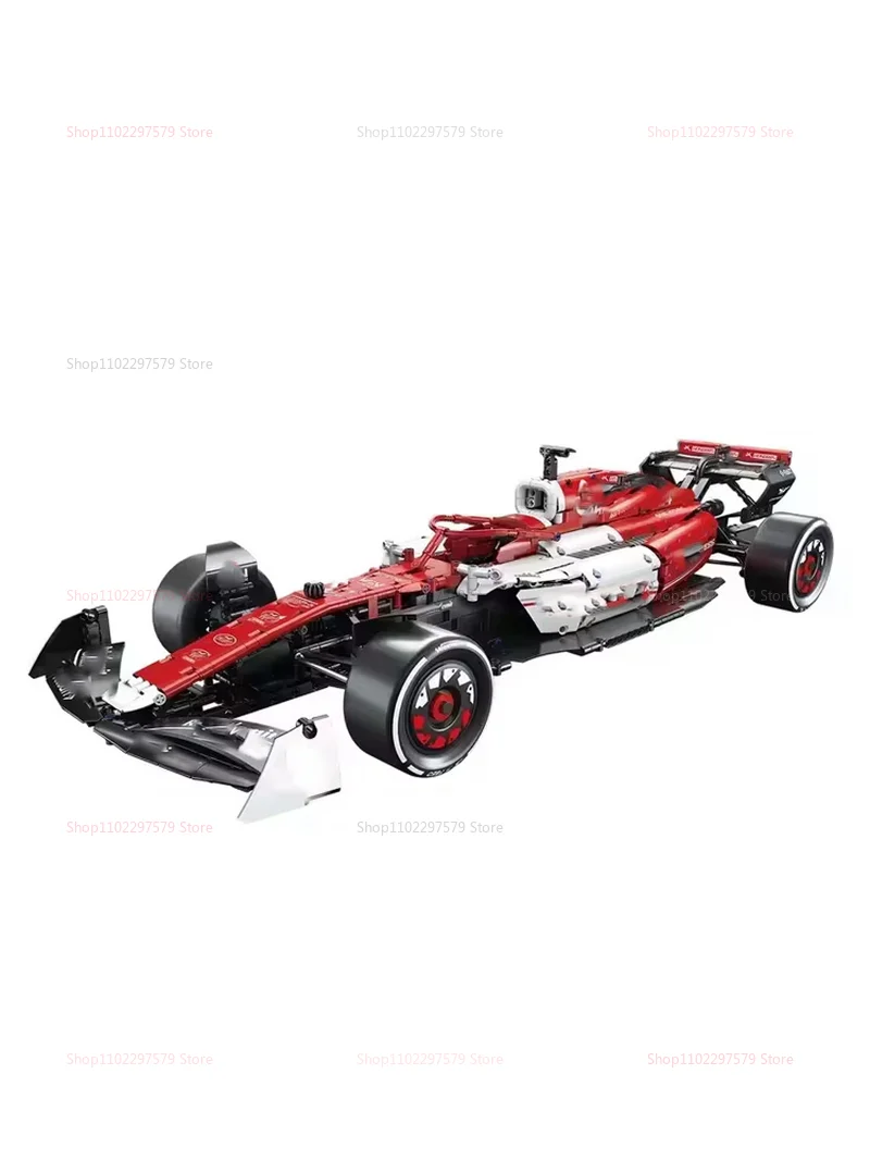 Rode Raceauto Bouwblok Set 1700+ Stuks Kinderen Volwassenen DIY Automodel Kit Coole Speelgoed Cadeaus Verzamelmodel Scene Display Racebaan - afbeelding 2