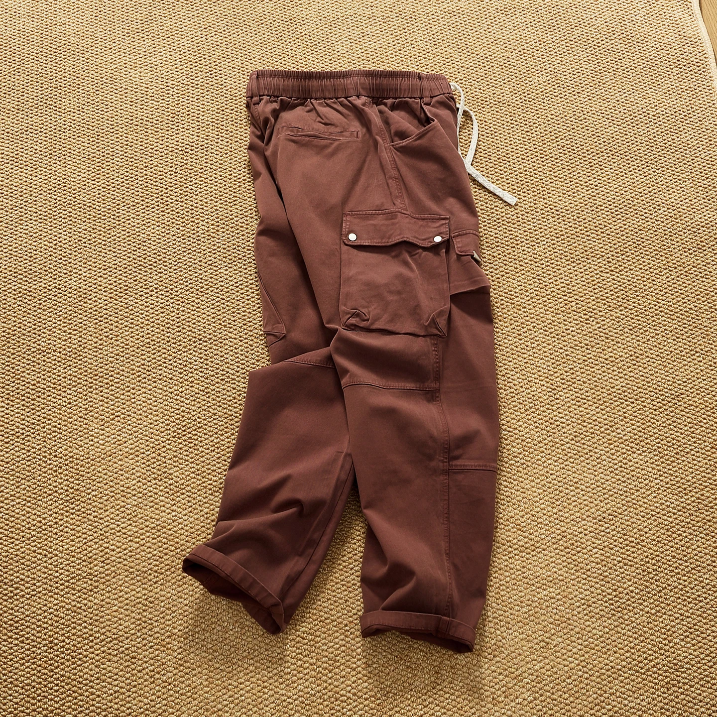 남성용 면 신축성 직조 올드 워싱 루즈핏 멀티 포켓 작업 캐주얼 바지
