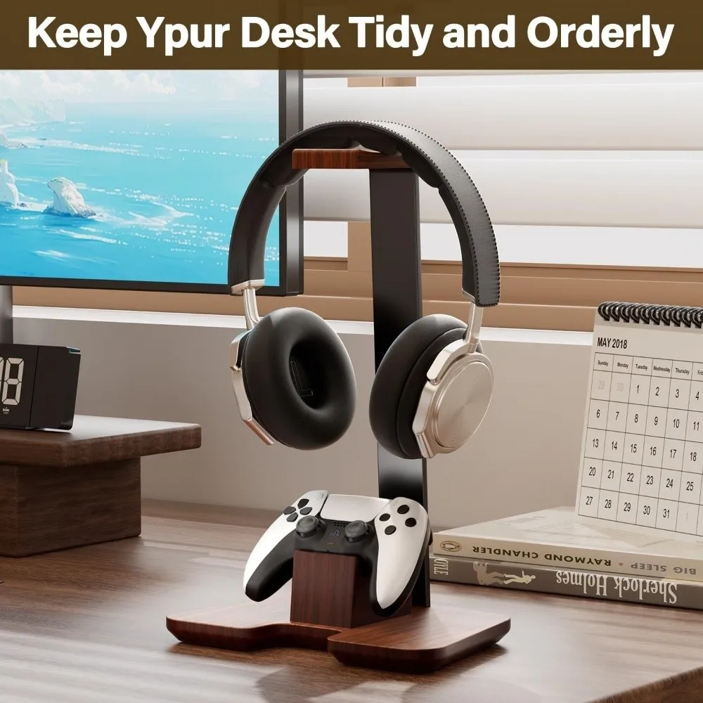 

High Quality Wooden Headphone Stand Detachable Creative Headphone Holder Universal Headset Stand for Desk