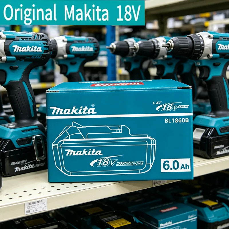 

Genuine Makita 18V 6.0Ah battery with charger set for Makita 18V power tool DDF487 DTW700 GBA404 DUC150Z DHR183Z