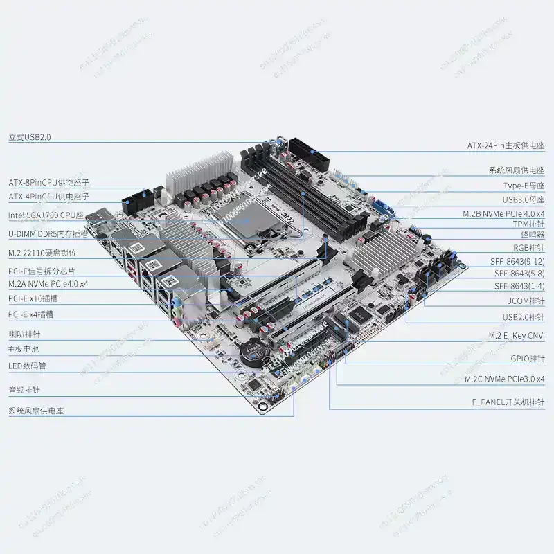 12 Bay 10GbE NAS Motherboard with DDR5 ECC Supports M.2 NVMe for W680 Chipset Enterprise Storage Server Motherboard