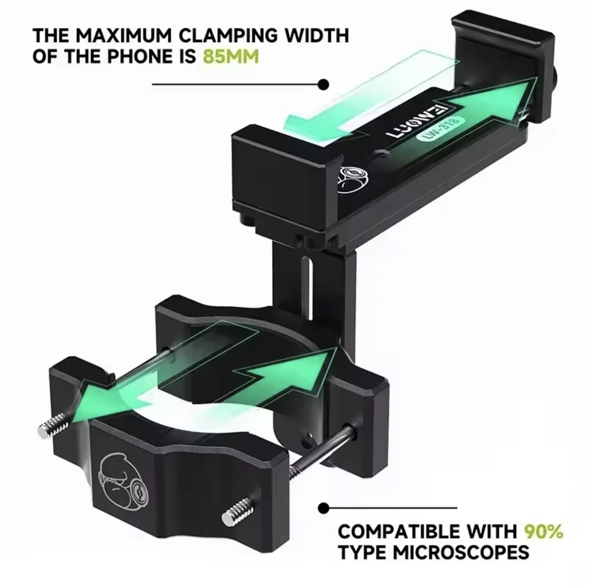 LUOWEI LW-318 Microscope Eyepiece Clamp Adjusting Bracket Adjusted Horizontally Suitable for Clamping Phone Repair Tools