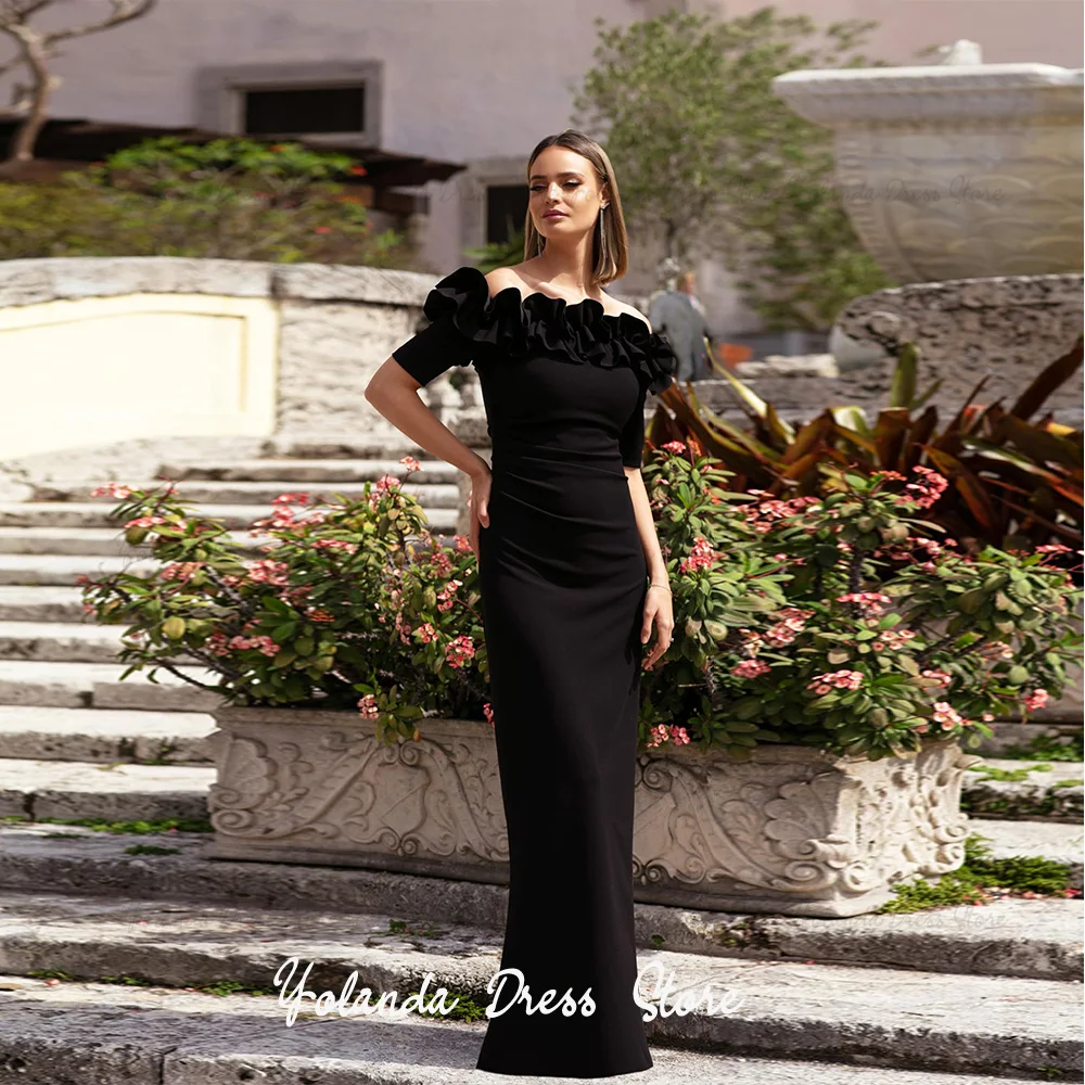 Yolanda Customized 2026 Elegant Chiffon Mother of The Bride Dresses Women's Long Off The Shoulder Crepe Split Evening Gowns