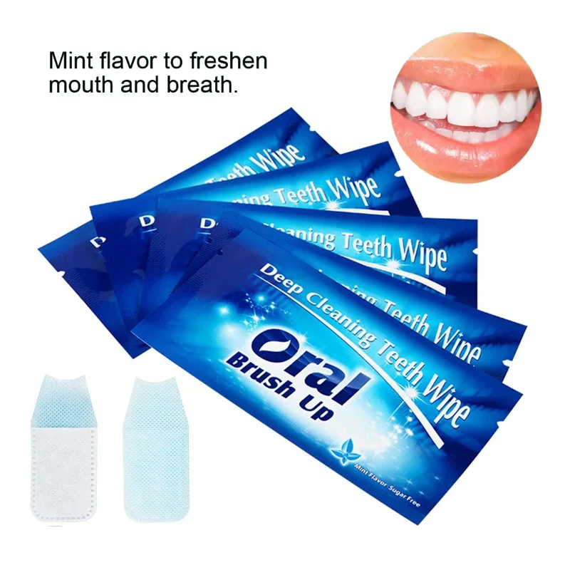 100pcs Dental  Disposable Disinfection Cotton Teeth Wipe Oral Brush Up Finger For Deep Cleaning Oral Hygiene Care Tool