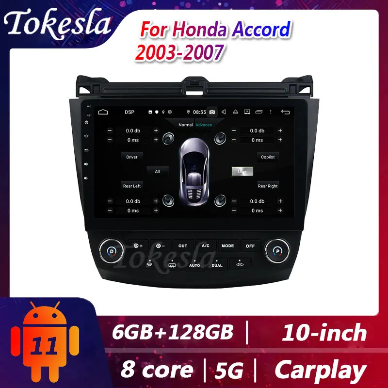 Tokesla Car Radio For Honda Accord 2003 07 Android Auto Stereo Receiver Touch Screen Automotivo Central Multimedia Video Players