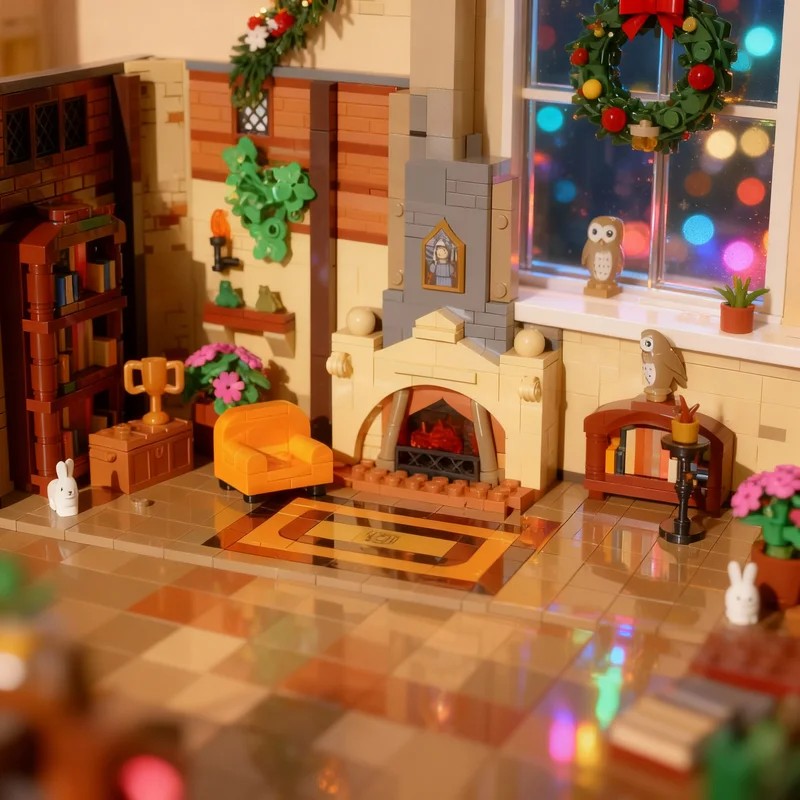 

786pcs MOC Harry Black Yellow Magical Common Room Model Building Blocks Toys Construction Education Brick Christmas Gift Kids