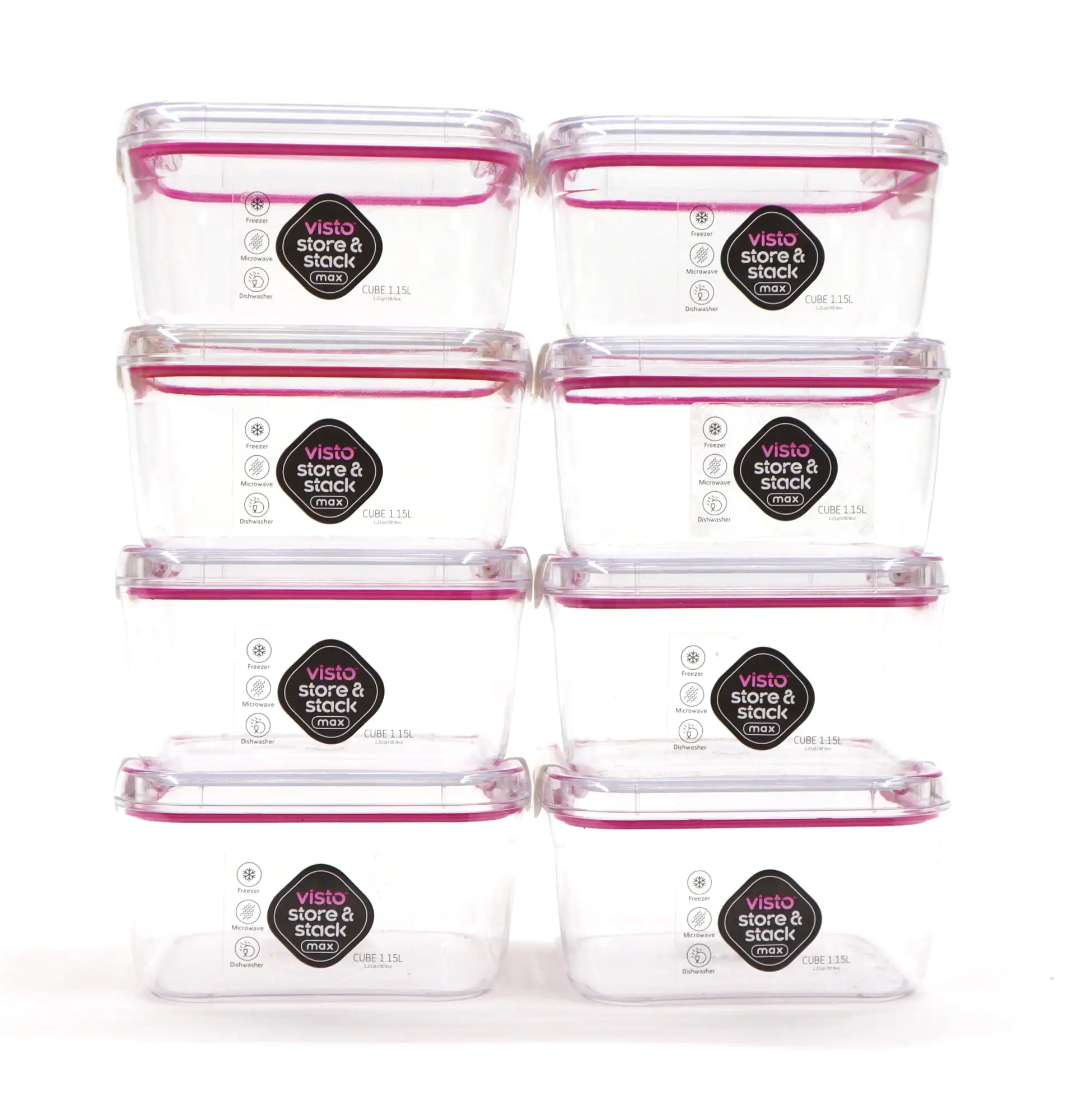 

Visto™ MAX Cube Food Storage Containers, 1.21 QT Set of 8 Containers, Premium Use, Freezer And Microwave Safe