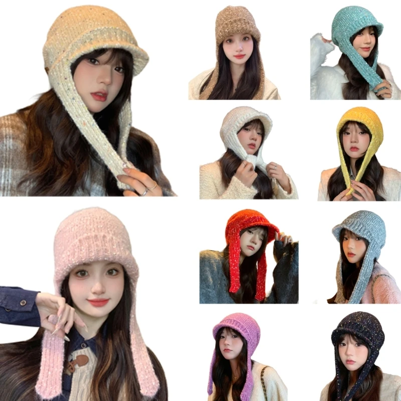 

MXMB Warm Hat Weaving Knit for Women Hip Hop Hat Unique Hat 2000s