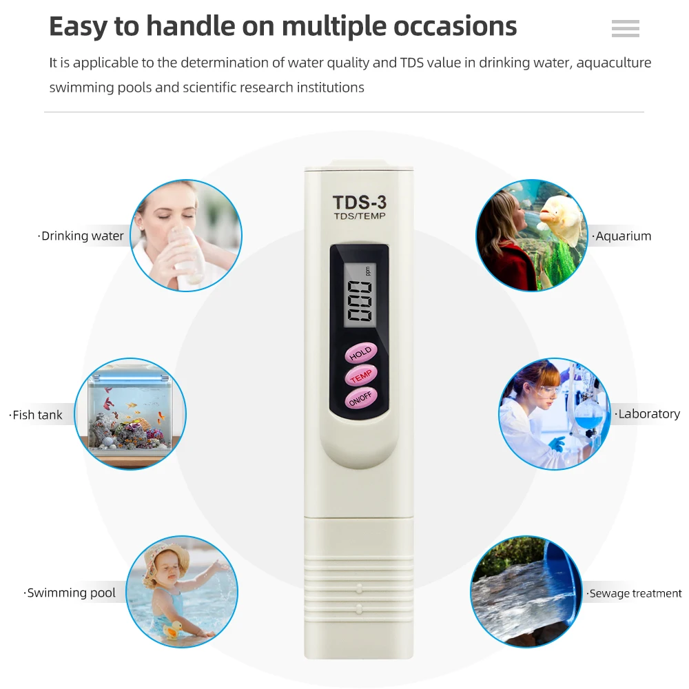 ポータブルデジタル浄水計,高品質の純度検出器を備えた水質計,15% オフ