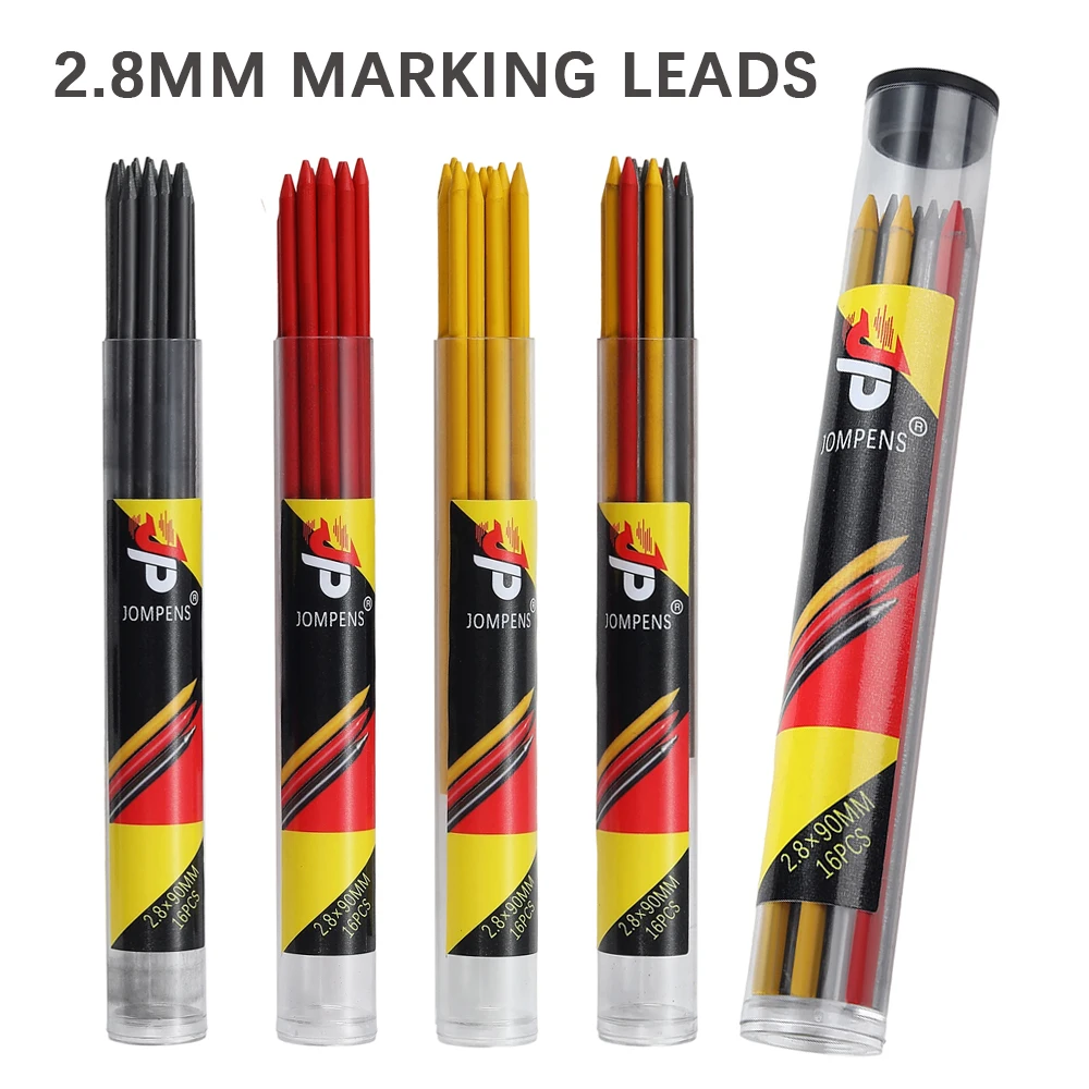 

3 Colors Refill Solid Carpenter Mechanical Pencil 2.8x90mm Refill Lead Deep Hole Marking Scriber Construction Woodworking Tools﻿