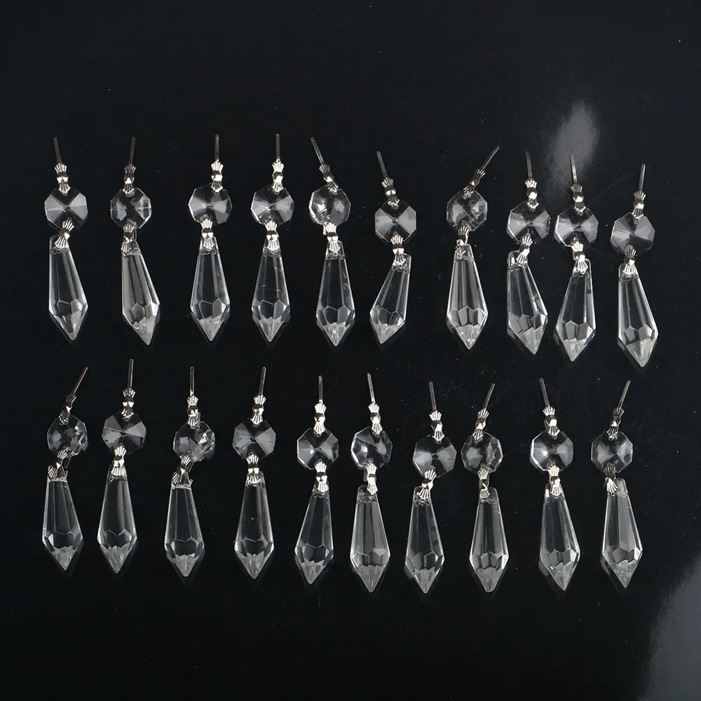 

20pcs Clear Chandelier Icicle Crystal Prisms 38mm Chandelier Crystals Replacement,Crystals for Chandeliers with Beads for Window