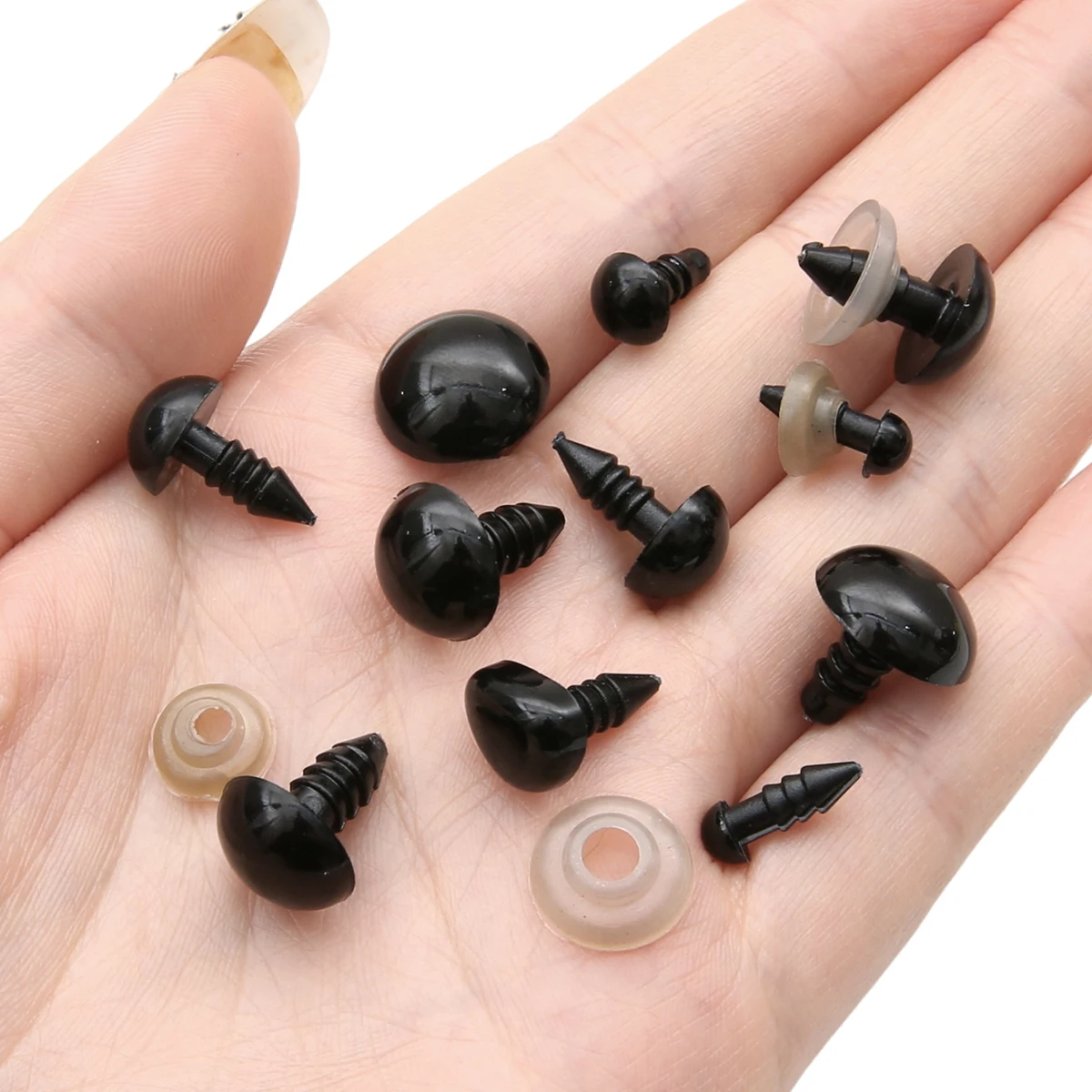 12-460 Stück 5-30mm Schwarze Kunststoff-Sicherheitsaugen in Verschiedenen Größen, Geeignet für DIY Häkel-Tieraugen, Basteldekoration und Zubehör – Detail 2
