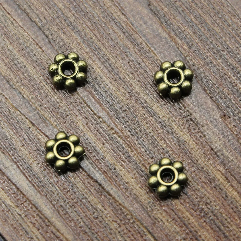 WYSIWYG 40pcs 5x5mm Vintage Spacer Beads For Jewelry Making Antique Bronze Color Small Spacer Bead Pendants Charm Spacer Bead