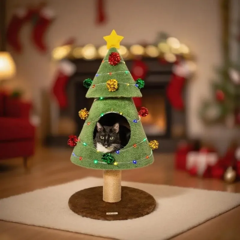 

Christmas cat Climbing Frame Treehouse Sisal cat Paw Board cat Nest Integrated Pet Toy Supplies Customized Wholesale