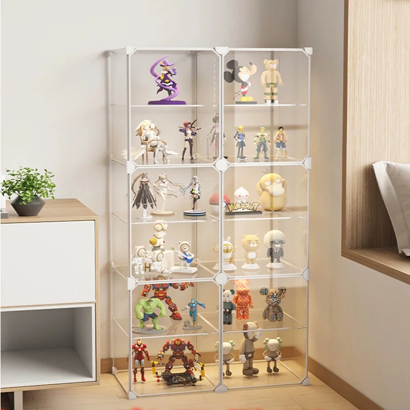 Toy Display Cabinet Home Use Toy Shelf Transparent Storage Box Small Figurines  Model Display Rack Living Room Organizer