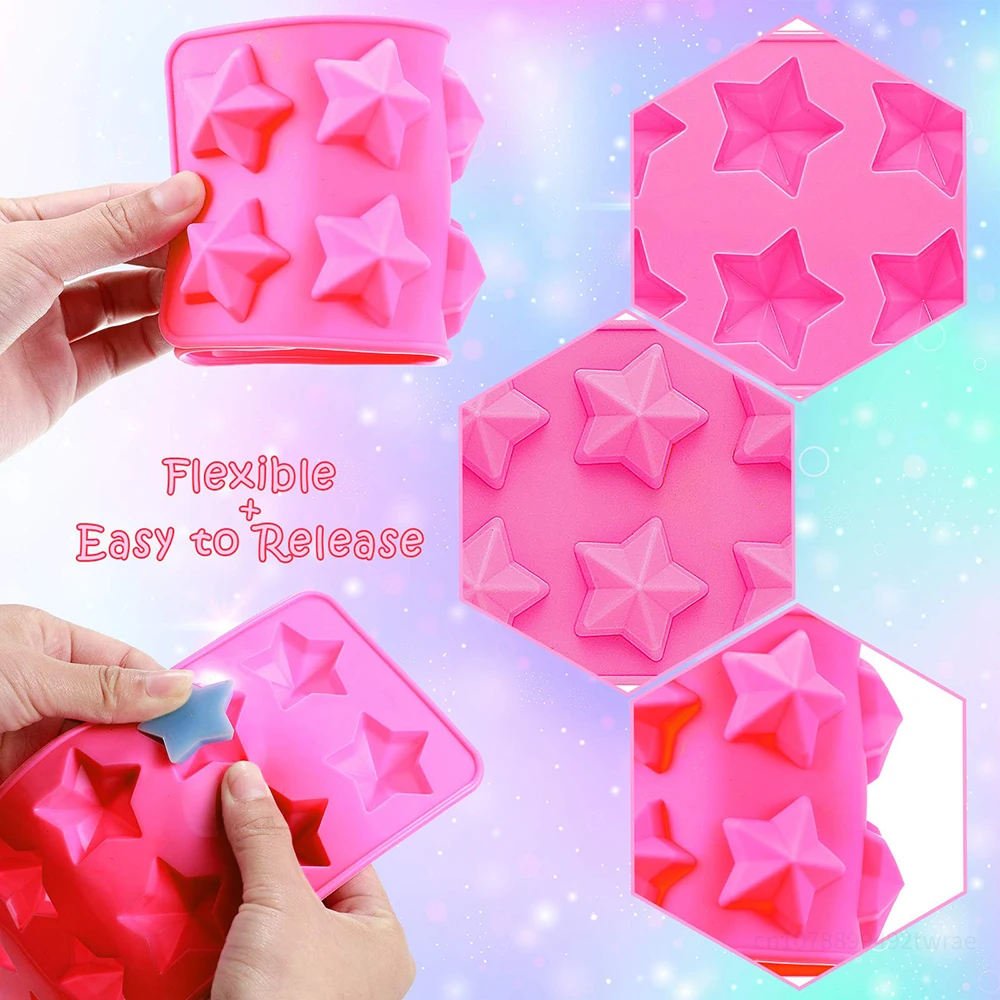 12 Holes Mini Stars Silicone Mold Handmade DIY Chocolate Biscuit Mold Soap Stome Mold Cake Decors Fondant Pastry Baking Tools