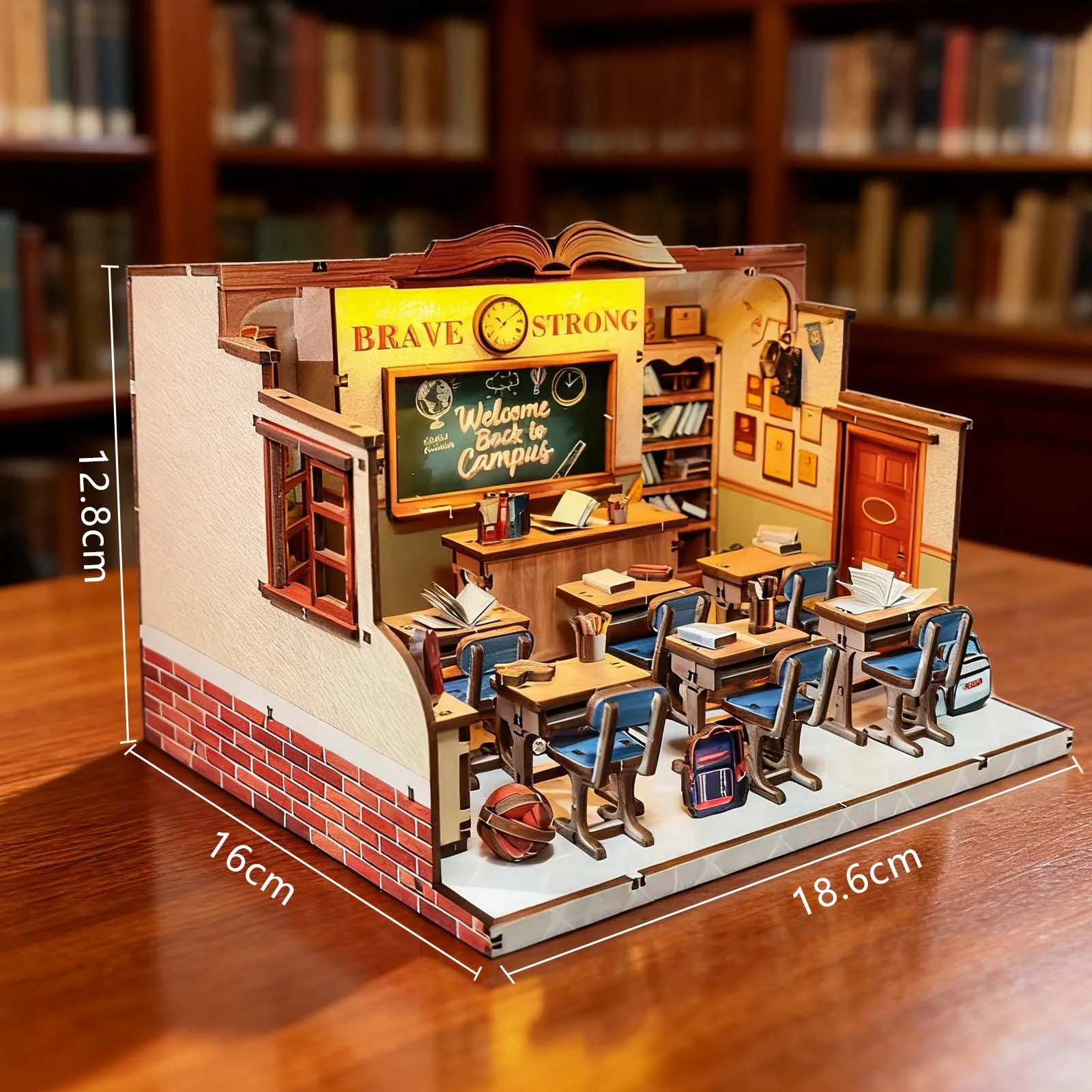 DIY Houten The Classroom Casa Miniatuur Model Kits Student Dagen Poppenhuis met Meubels 3D Puzzel voor Vrienden Verjaardagscadeaus