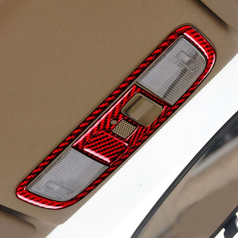 Penutup Trim Panel lampu Overhead Fiber karbon merah untuk Honda Civic 8Th 2006-2011