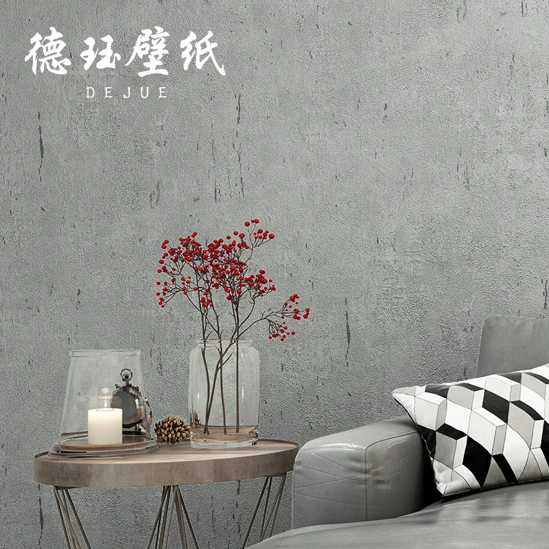 Retro Cement Gray Solid Color Industrial Style Wallpaper for Living Room Bedroom Feature Wall Non Self Adhesive Wabi Sabi Style