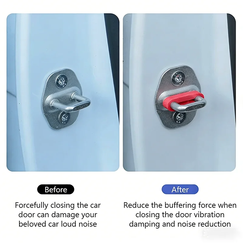 4pcs Car Door Shock Absorber Universal Car Door Buckle Soundproof Deadener Damper Cushion Anti-Vibration Buffer Pad