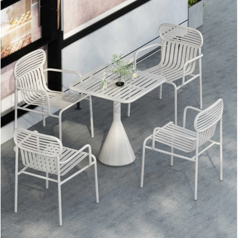 custom.Modern Outdoor Dining Set with Aluminium Frame and Waterproof Metal Garden Bar Chair Courtyard Hotel Garden Use