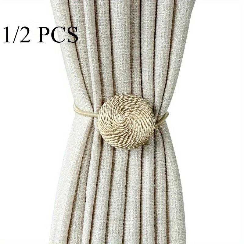 1/2pc Curtain Tieback Magnet Modern Simple Style Clip Per Drape Ties Backs Weave Rope Holdbacks For Window Curtain Holder